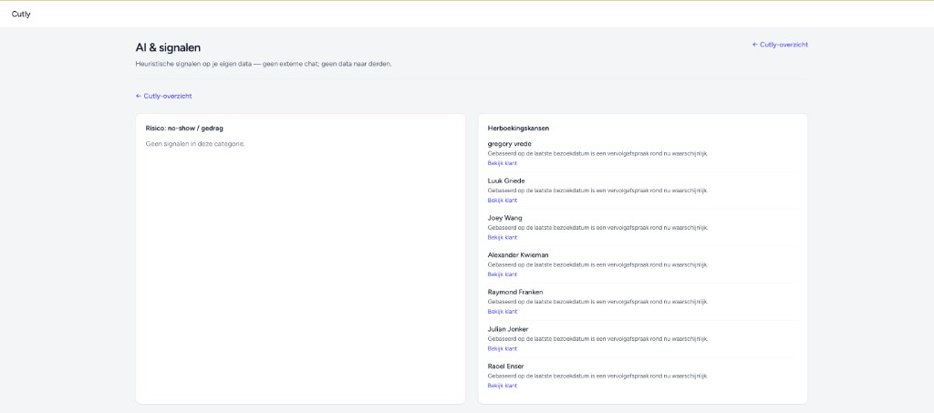 Cutly AI en signalen: herboekingskansen op basis van bezoekdata
